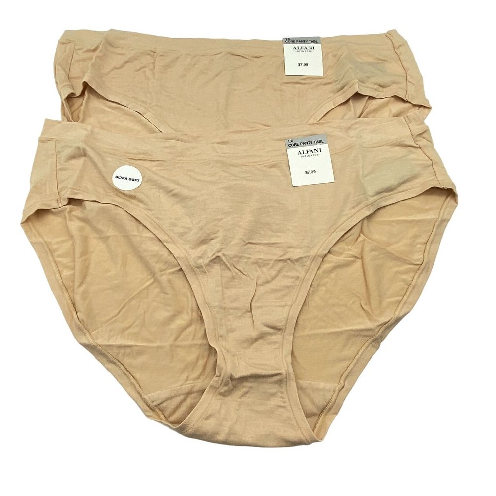 Alfani high cut beige panties size 1X plus size ultra soft Stretchy lot of 2